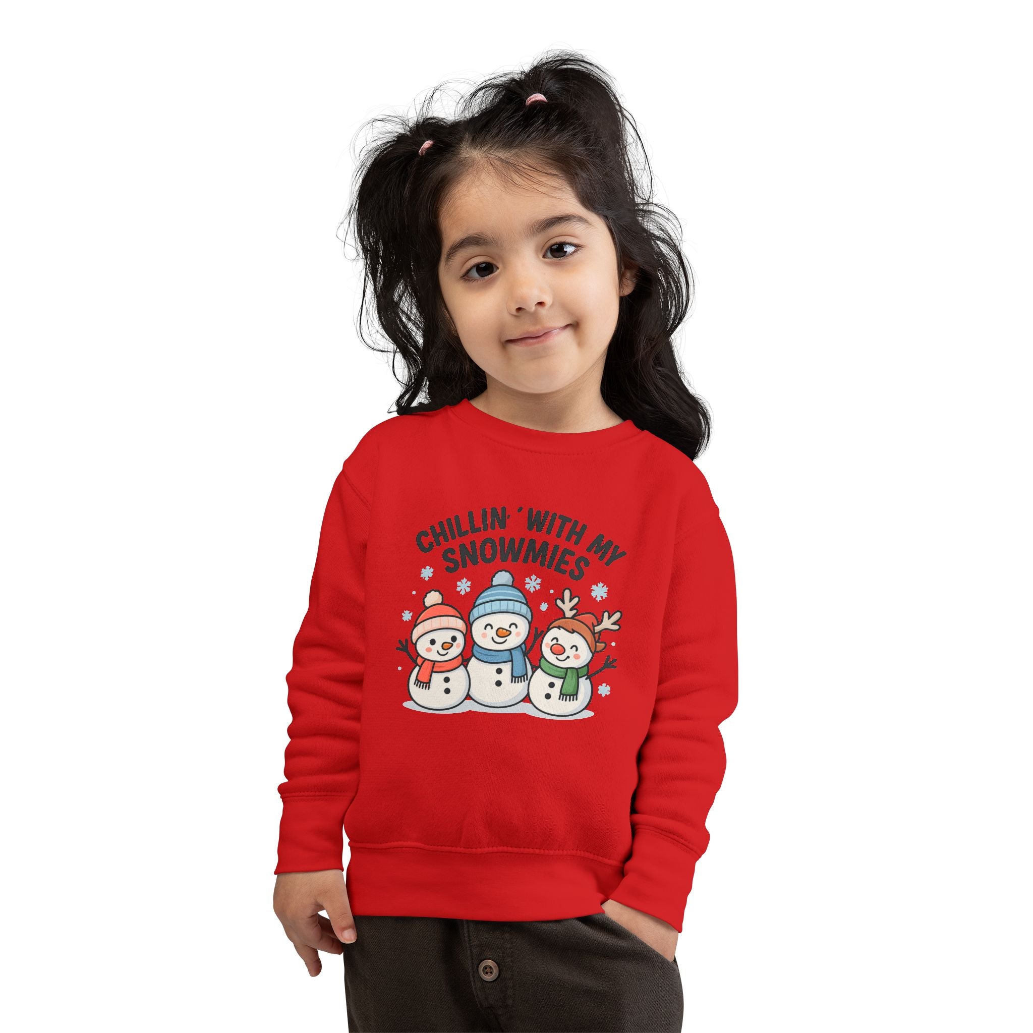 Toddler Sweatshirt — "Chillin' With My Snowmies" Cute Snowman Holiday Pullover