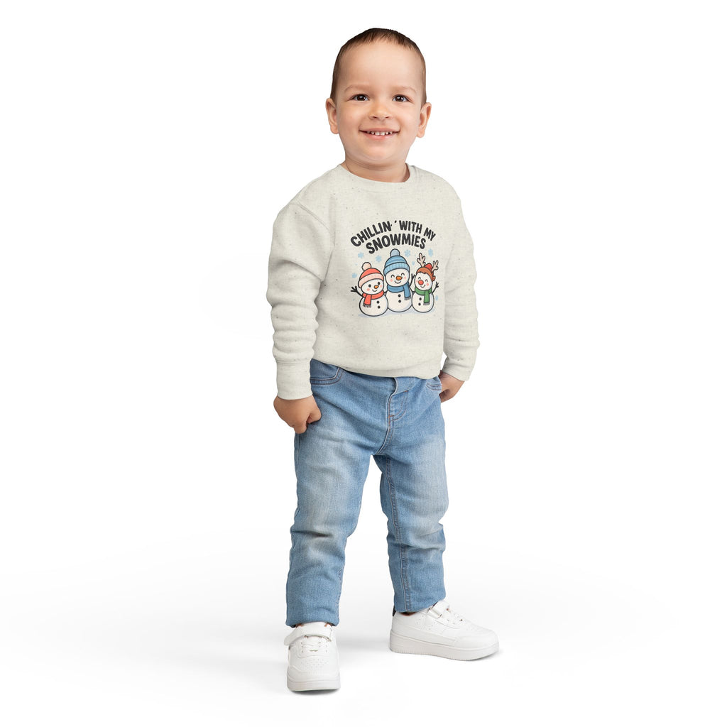Toddler Sweatshirt — "Chillin' With My Snowmies" Cute Snowman Holiday Pullover