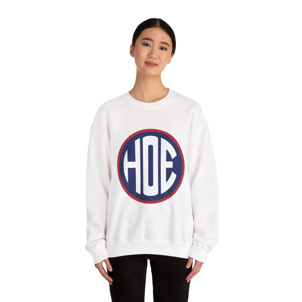 HOE Monogram Crewneck Sweatshirt — Retro Circle Logo Pullover