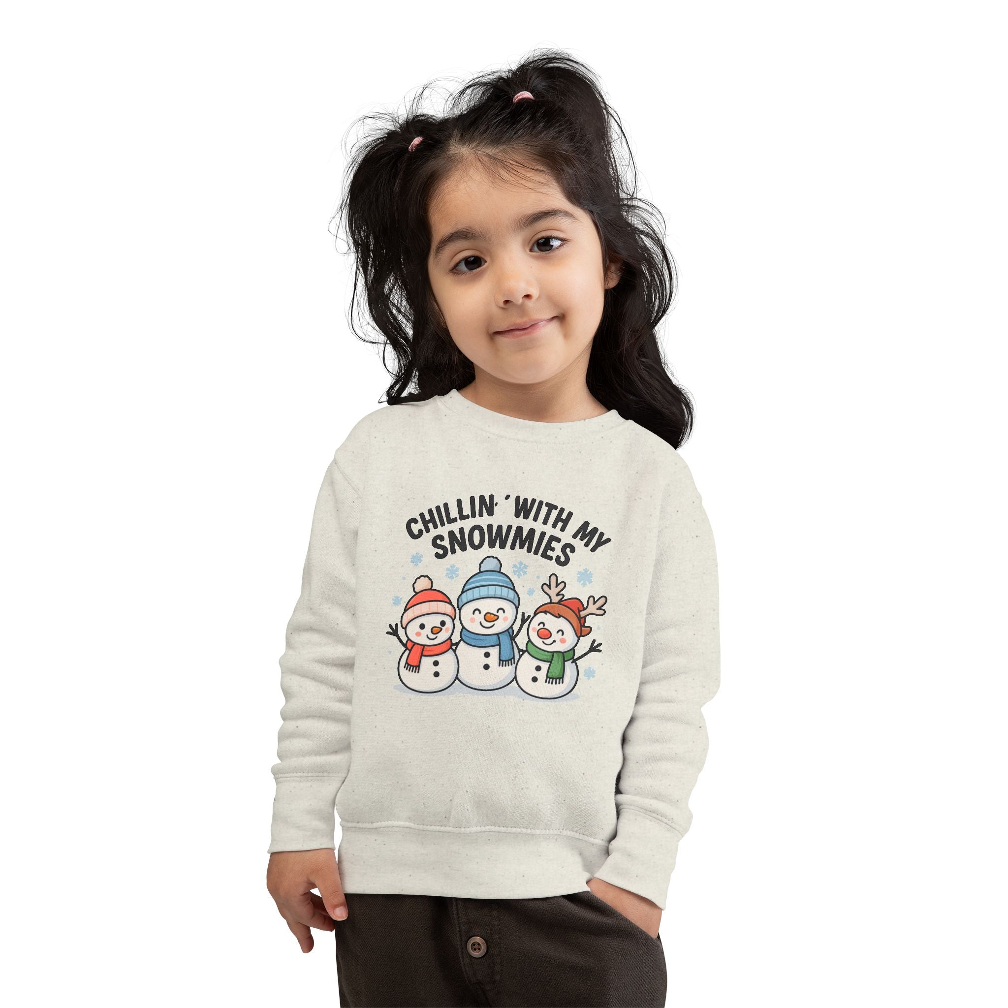 Toddler Sweatshirt — "Chillin' With My Snowmies" Cute Snowman Holiday Pullover