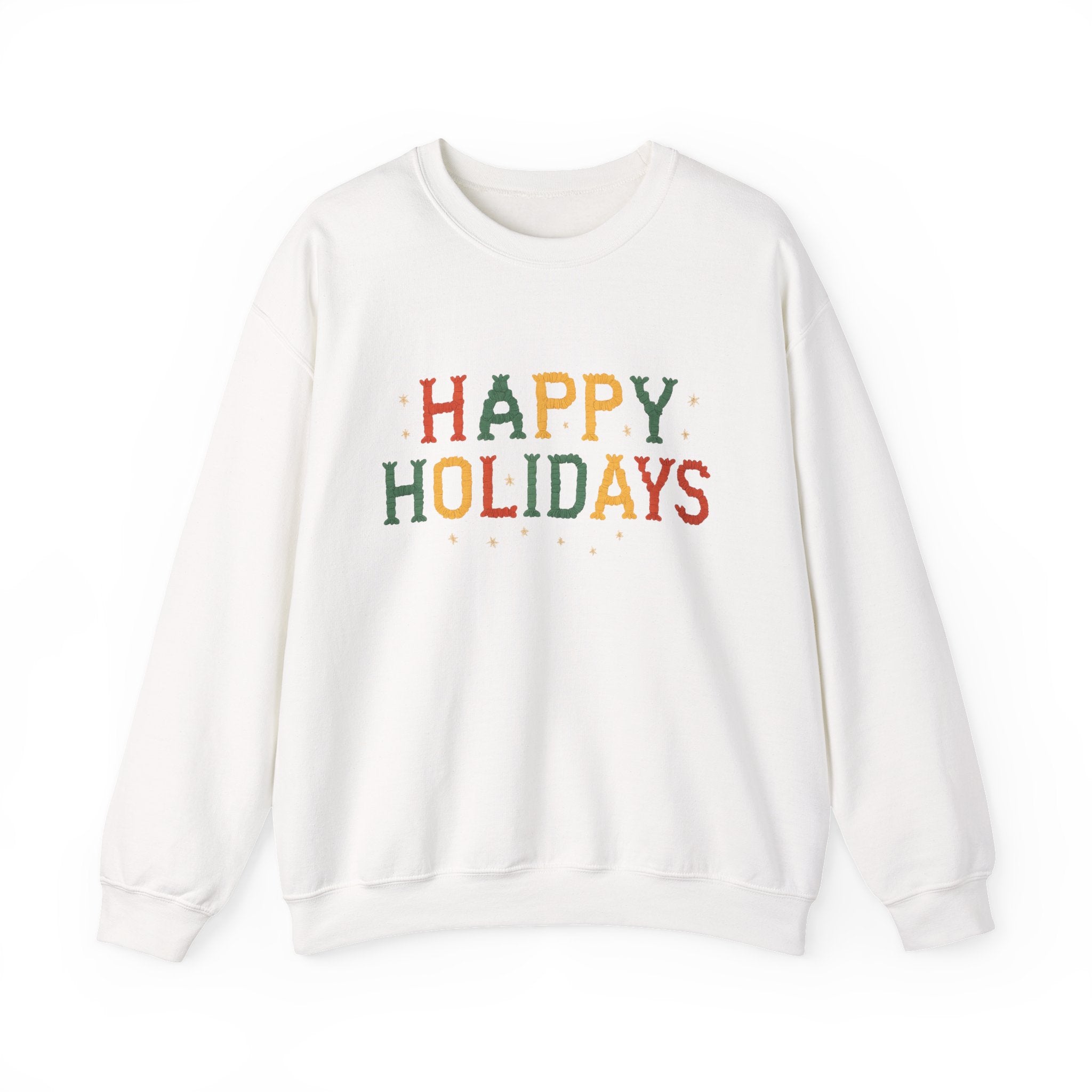 Happy Holidays Crewneck Sweatshirt — Festive Holiday Graphic Pullover