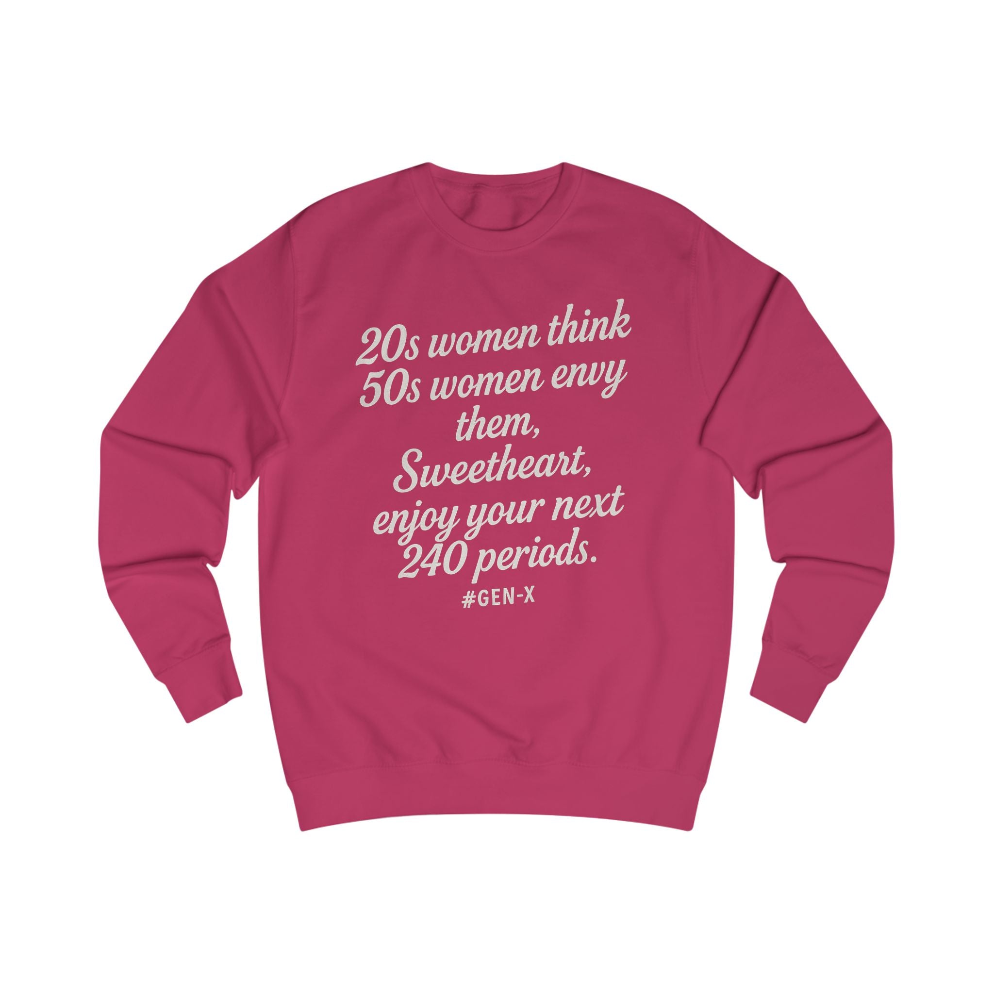Sweatshirt — "20s women think, 50s women envy them" Retro Script Crewneck