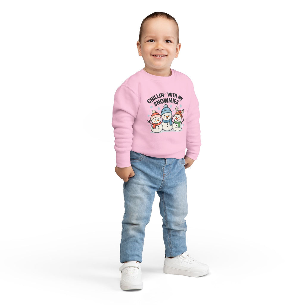 Toddler Sweatshirt — "Chillin' With My Snowmies" Cute Snowman Holiday Pullover