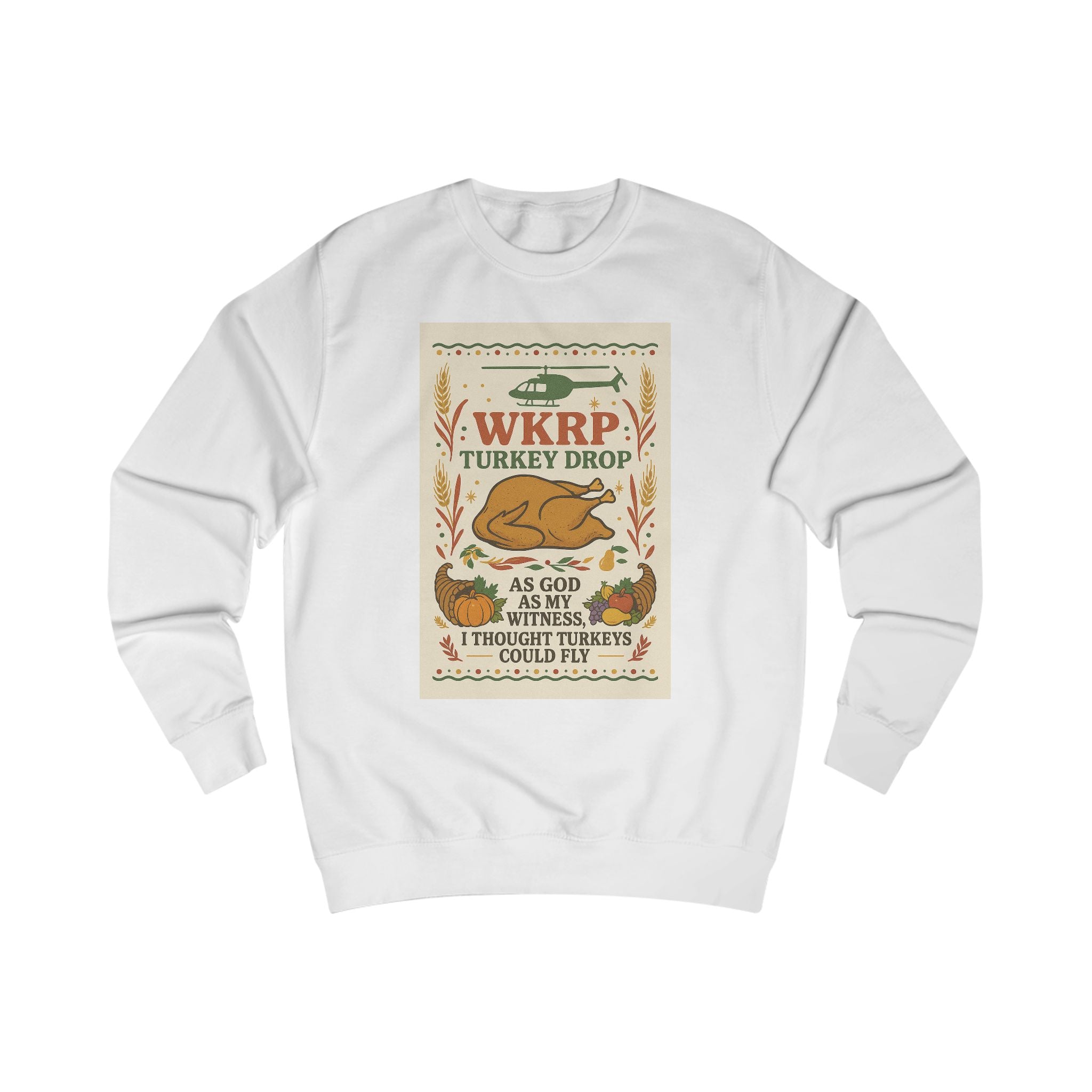 WKRP Turkey Drop Unisex Sweatshirt - Cozy Fall Apparel for Thanksgiving Celebrations