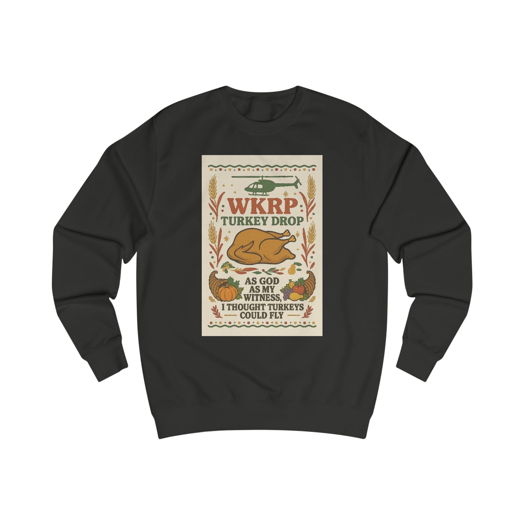 WKRP Turkey Drop Unisex Sweatshirt - Cozy Fall Apparel for Thanksgiving Celebrations