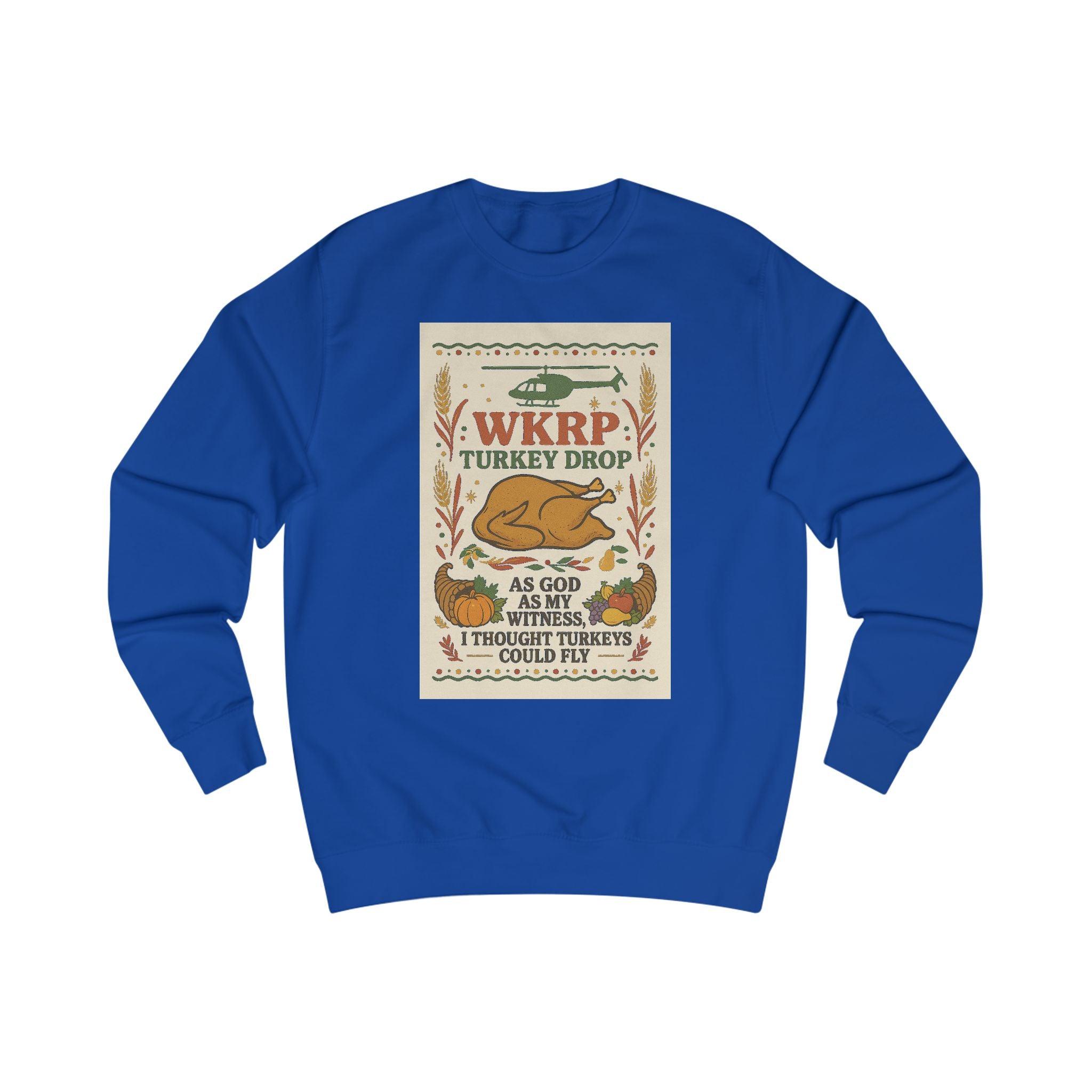 WKRP Turkey Drop Unisex Sweatshirt - Cozy Fall Apparel for Thanksgiving Celebrations