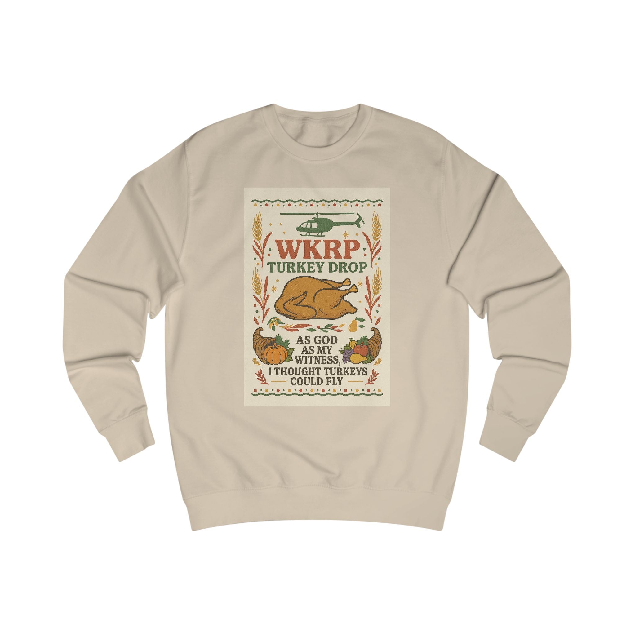 WKRP Turkey Drop Unisex Sweatshirt - Cozy Fall Apparel for Thanksgiving Celebrations