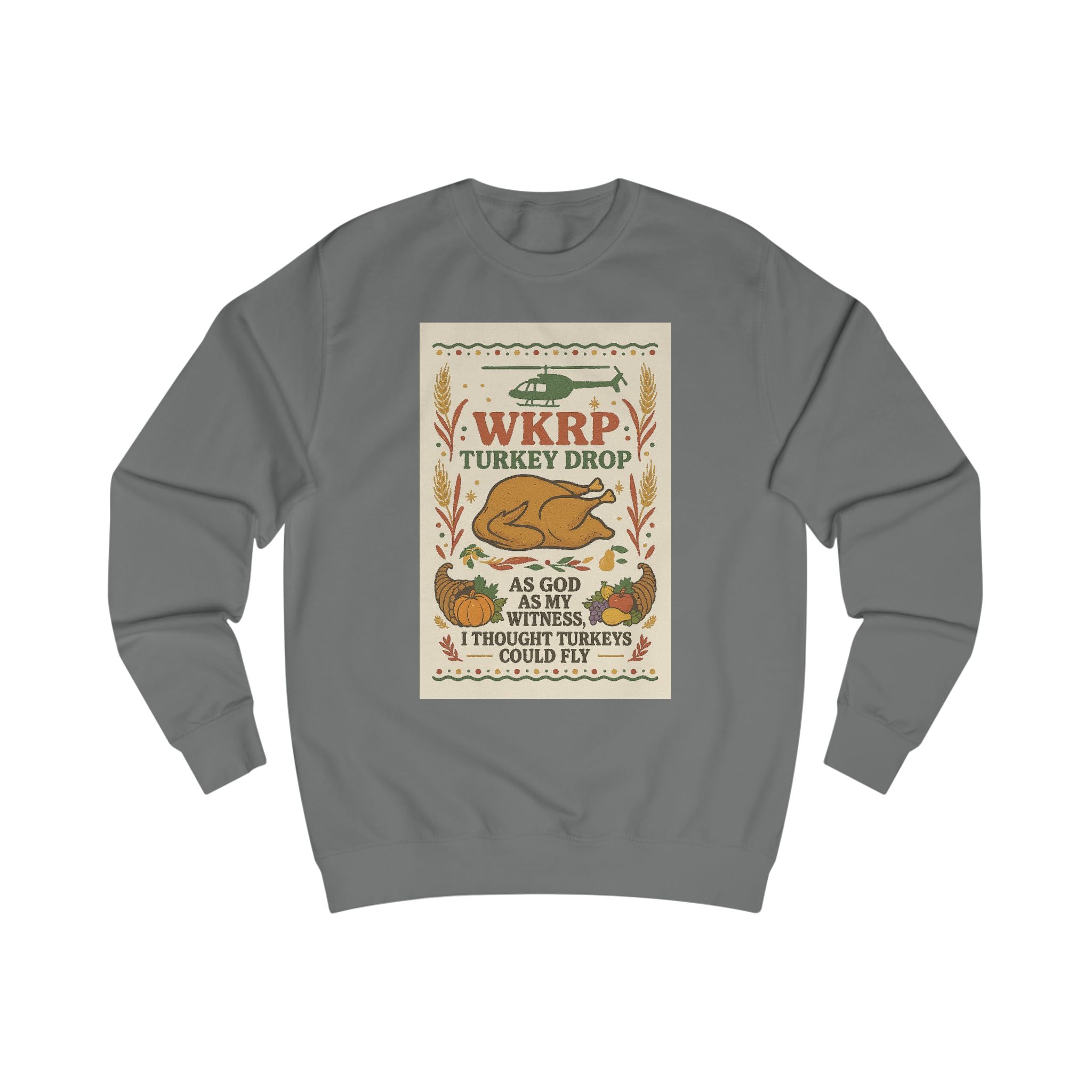 WKRP Turkey Drop Unisex Sweatshirt - Cozy Fall Apparel for Thanksgiving Celebrations