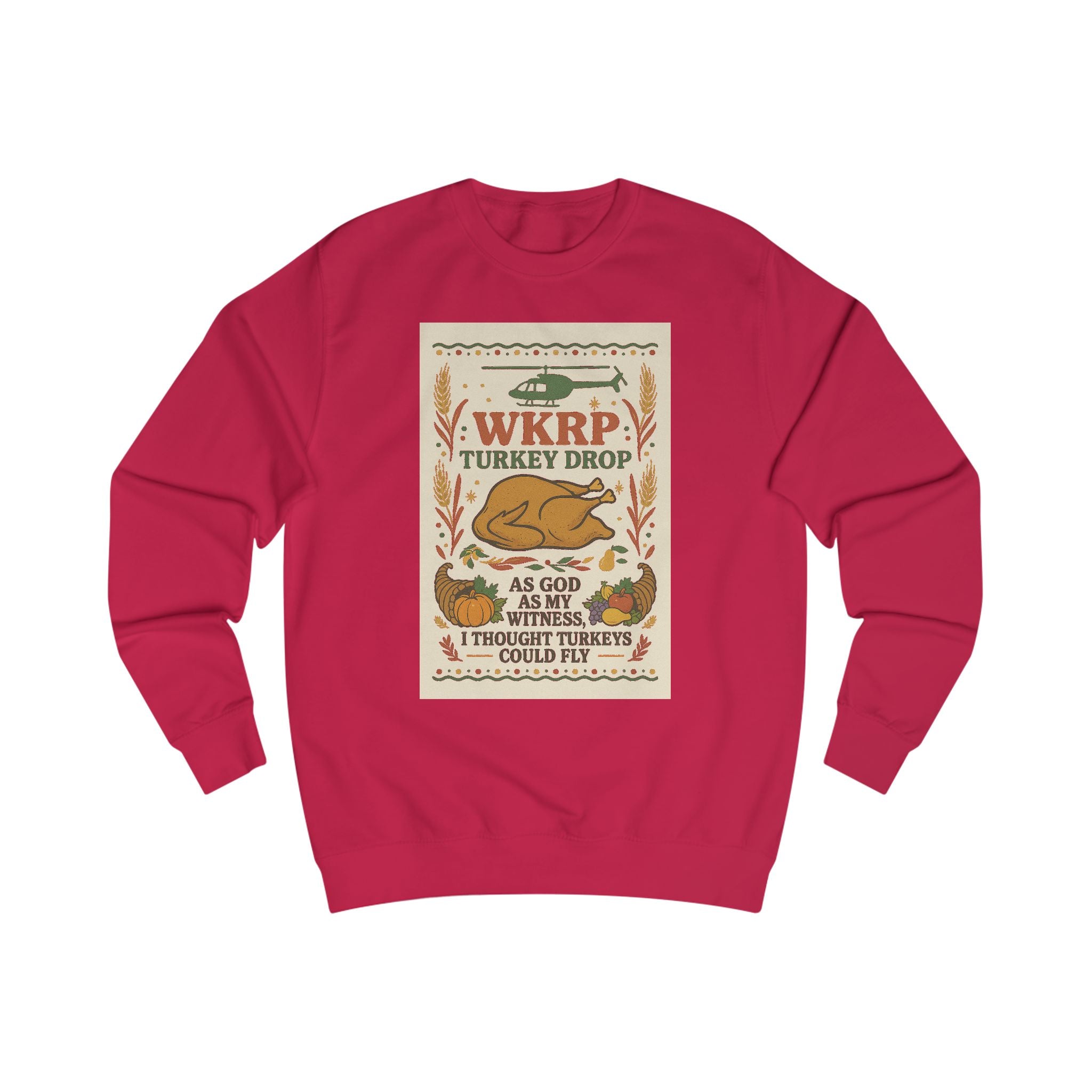 WKRP Turkey Drop Unisex Sweatshirt - Cozy Fall Apparel for Thanksgiving Celebrations