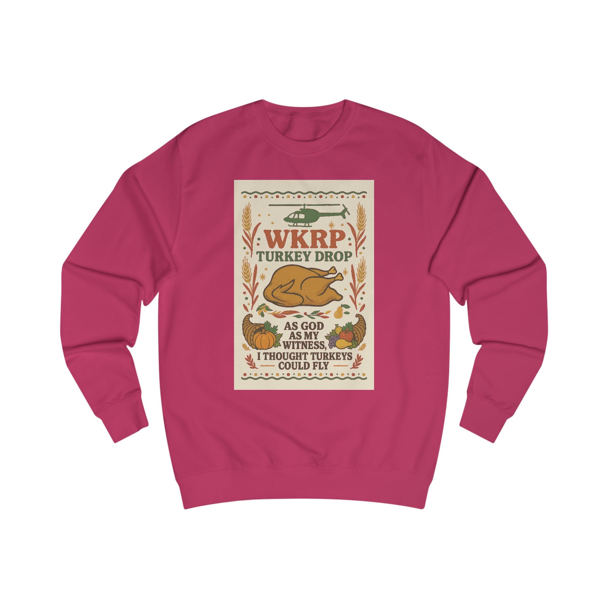 WKRP Turkey Drop Unisex Sweatshirt - Cozy Fall Apparel for Thanksgiving Celebrations