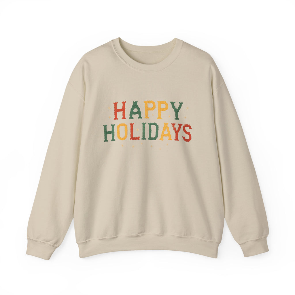 Happy Holidays Crewneck Sweatshirt — Festive Holiday Graphic Pullover