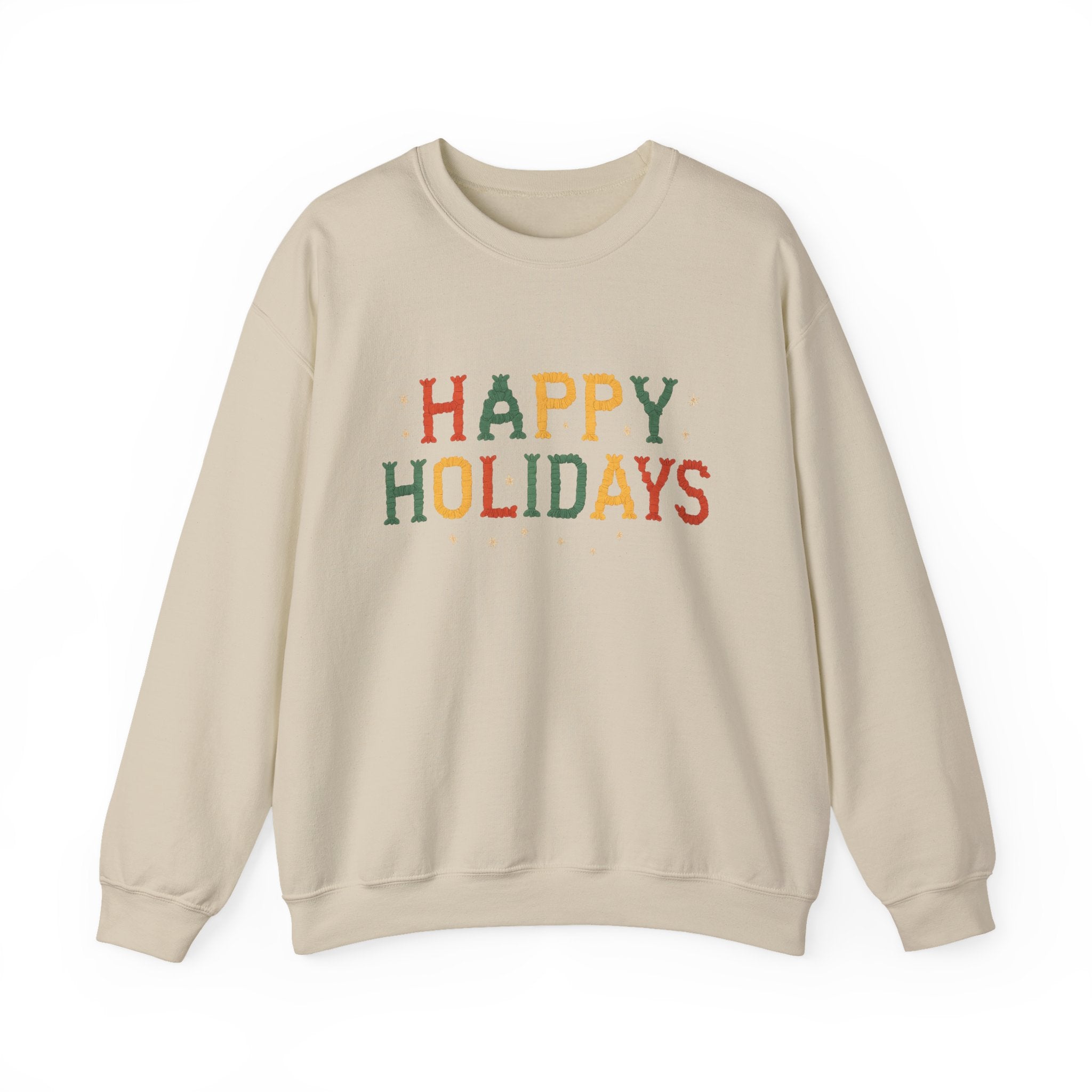 Happy Holidays Crewneck Sweatshirt — Festive Holiday Graphic Pullover