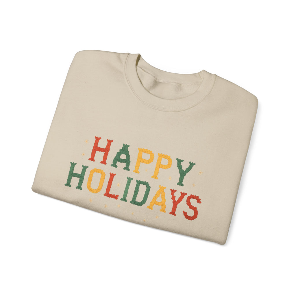 Happy Holidays Crewneck Sweatshirt — Festive Holiday Graphic Pullover
