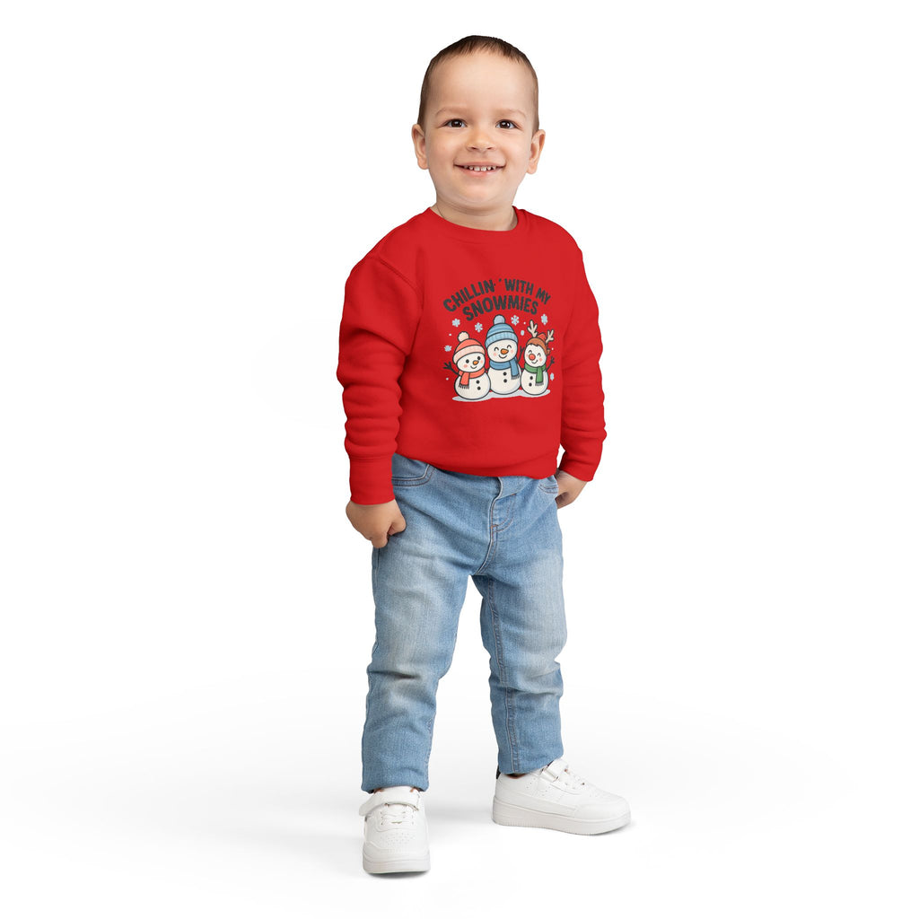 Toddler Sweatshirt — "Chillin' With My Snowmies" Cute Snowman Holiday Pullover
