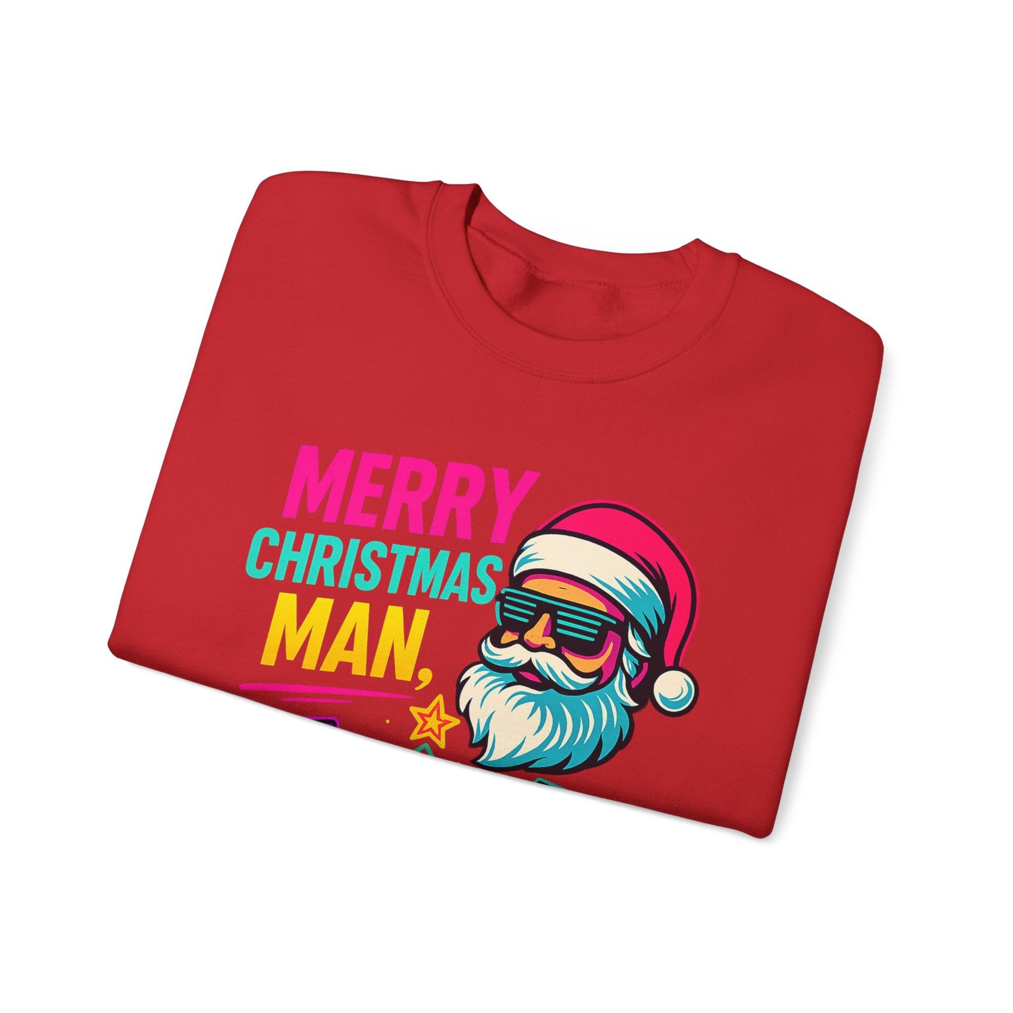 Merry Christmas Man Sweatshirt — Retro Gamer Santa Holiday Crewneck