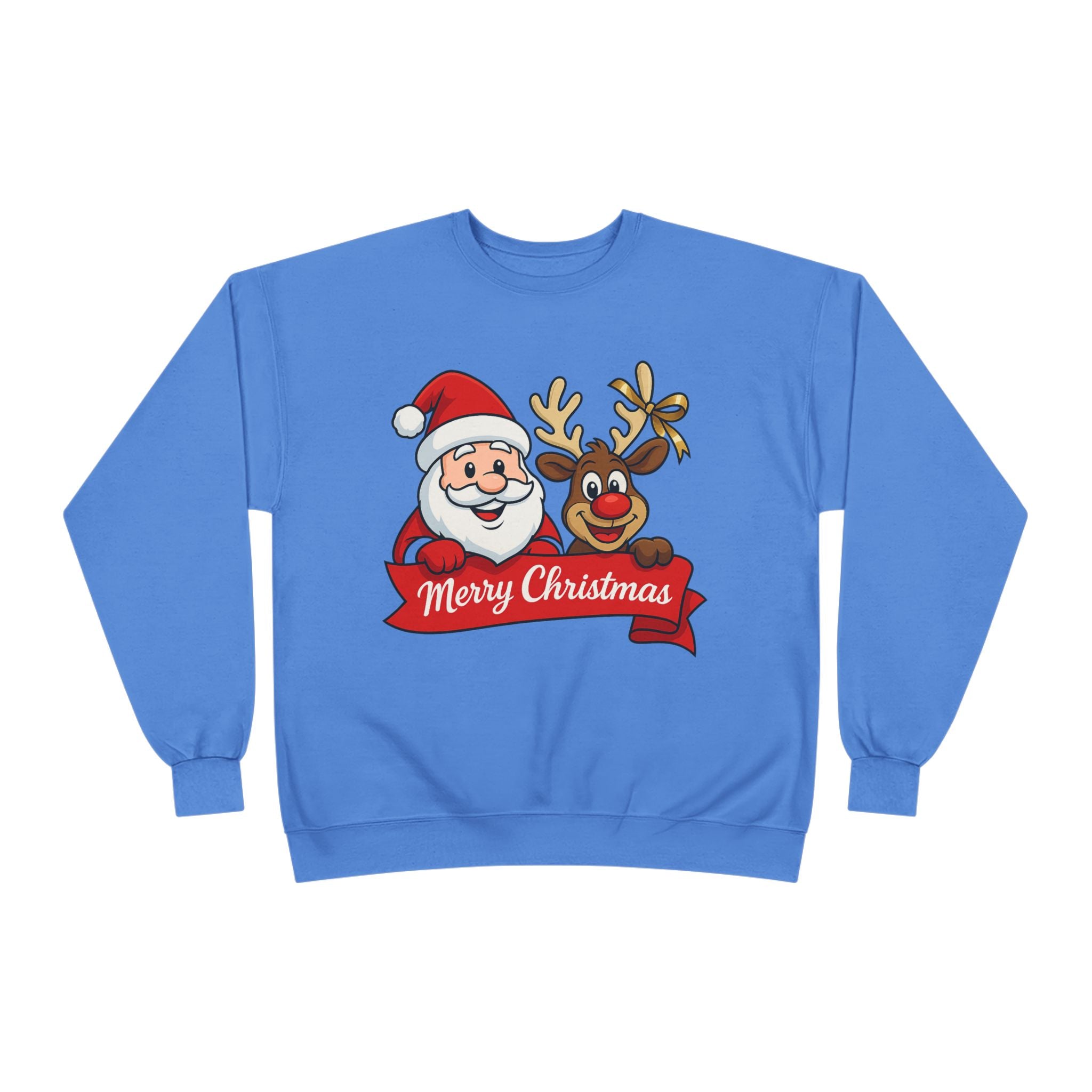 Christmas Crewneck Sweatshirt — Santa & Reindeer "Merry Christmas" Design