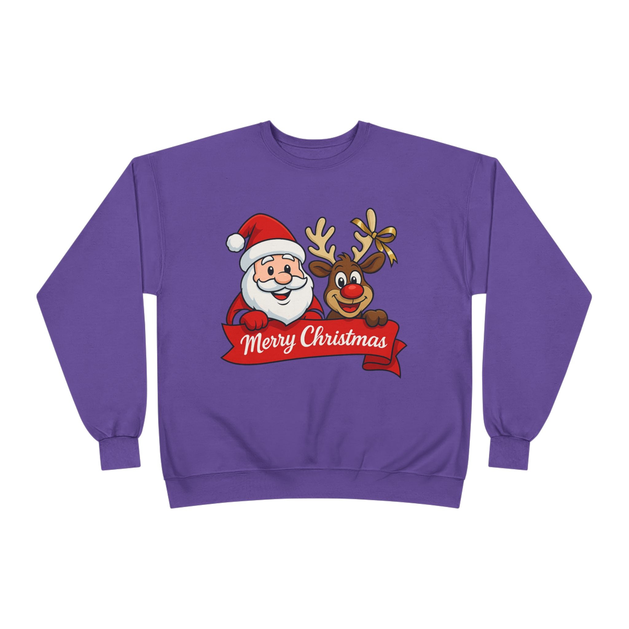 Christmas Crewneck Sweatshirt — Santa & Reindeer "Merry Christmas" Design