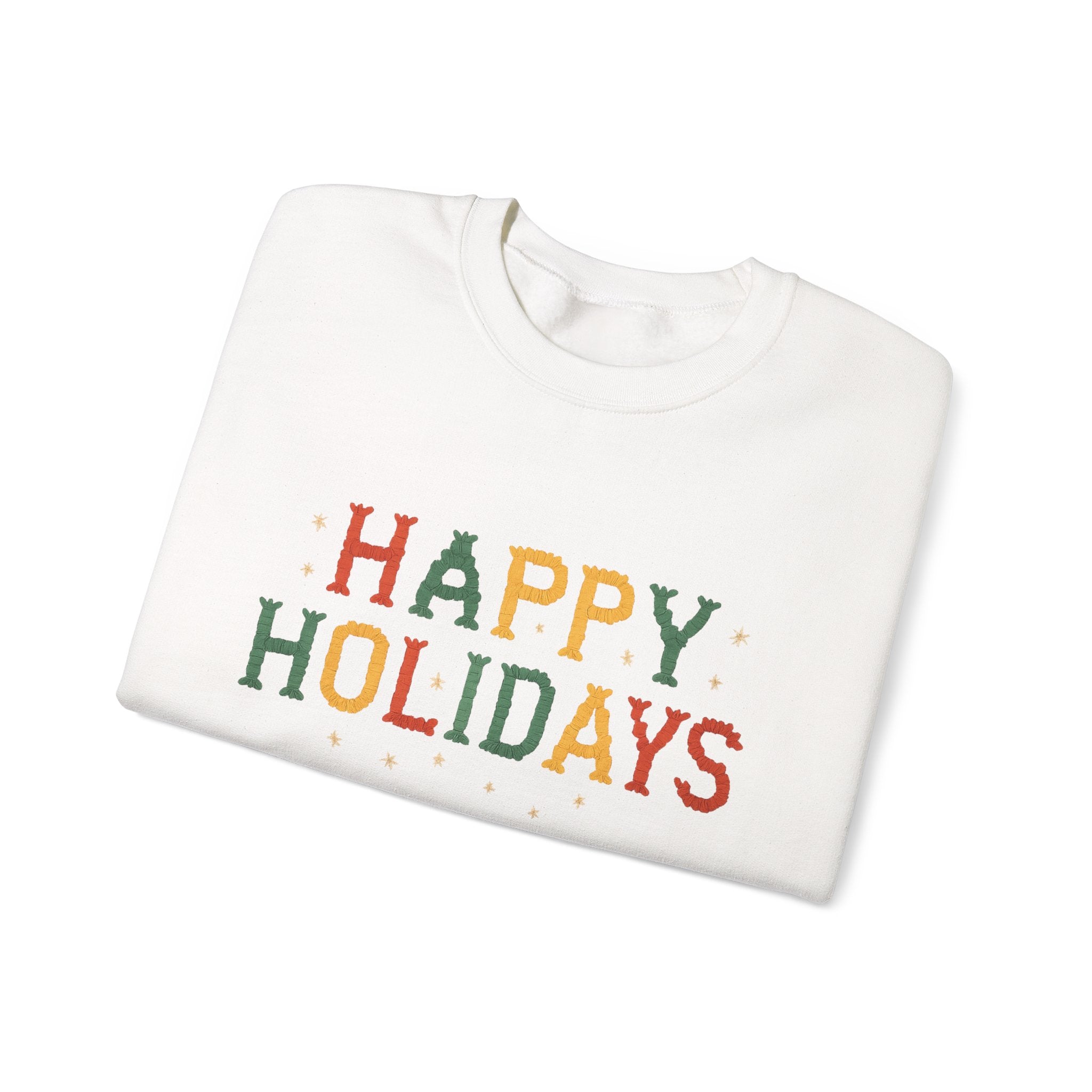 Happy Holidays Crewneck Sweatshirt — Festive Holiday Graphic Pullover