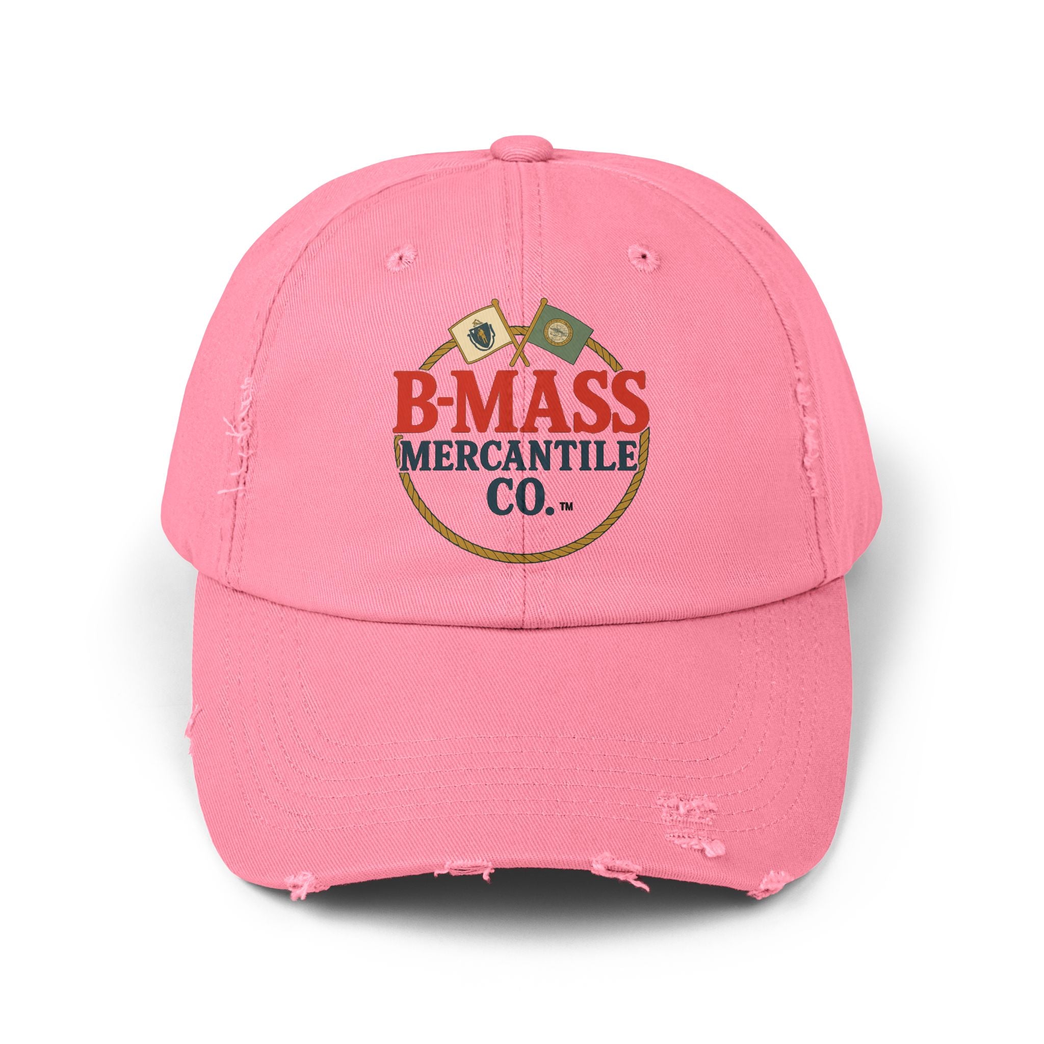Vintage-Inspired Distressed Cap with B-Mass Mercantile Co. Logo